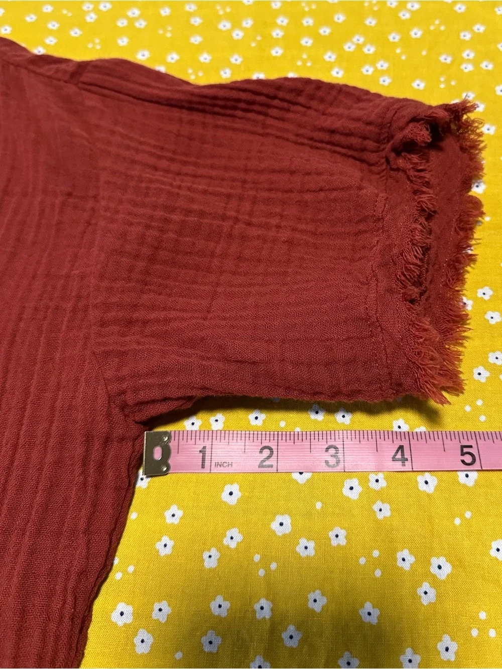 Eileen Fisher Brick Red Crinkle Button-Front Dress - Picture 10 of 11